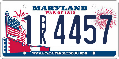 MD license plate 1BK4457