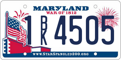 MD license plate 1BK4505