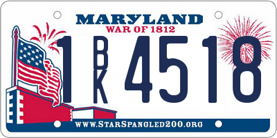MD license plate 1BK4518