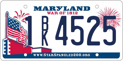 MD license plate 1BK4525