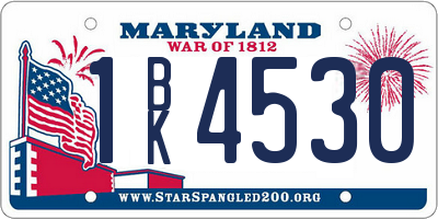 MD license plate 1BK4530