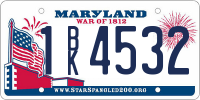 MD license plate 1BK4532