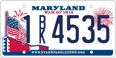 MD license plate 1BK4535