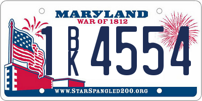 MD license plate 1BK4554