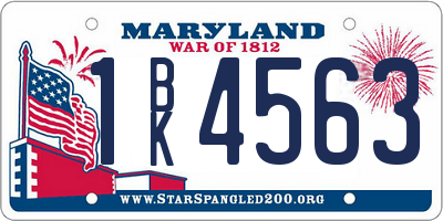 MD license plate 1BK4563