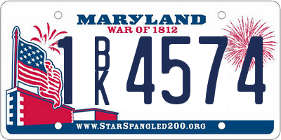 MD license plate 1BK4574