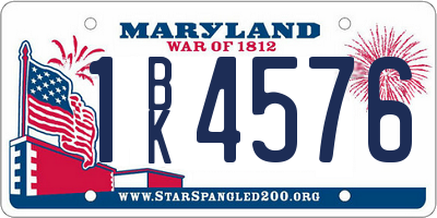 MD license plate 1BK4576