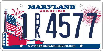 MD license plate 1BK4577