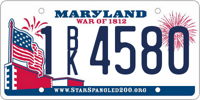 MD license plate 1BK4580