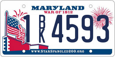 MD license plate 1BK4593