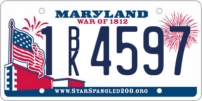 MD license plate 1BK4597