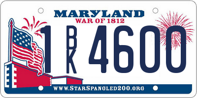 MD license plate 1BK4600