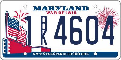 MD license plate 1BK4604