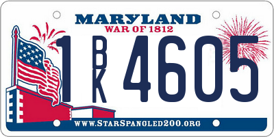 MD license plate 1BK4605