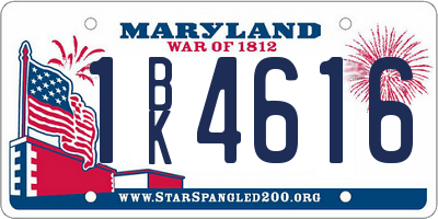 MD license plate 1BK4616