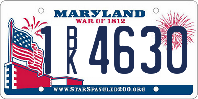 MD license plate 1BK4630