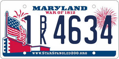 MD license plate 1BK4634