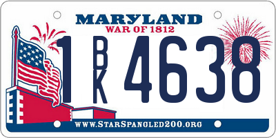 MD license plate 1BK4638