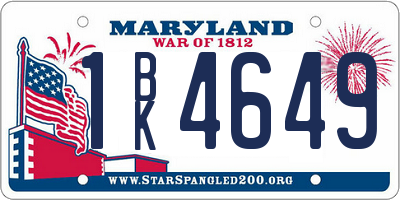 MD license plate 1BK4649