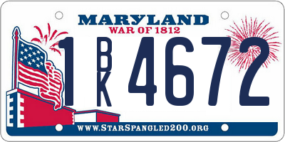 MD license plate 1BK4672