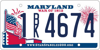 MD license plate 1BK4674