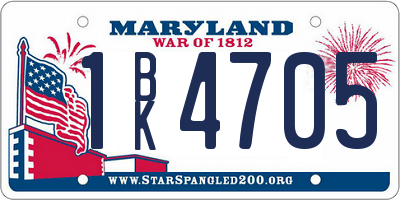 MD license plate 1BK4705