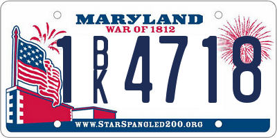 MD license plate 1BK4718