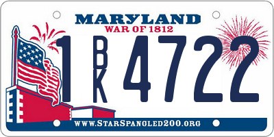 MD license plate 1BK4722