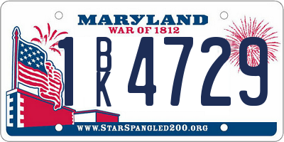 MD license plate 1BK4729