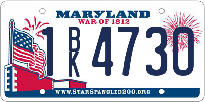 MD license plate 1BK4730
