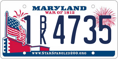 MD license plate 1BK4735