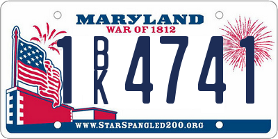 MD license plate 1BK4741