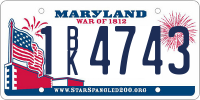 MD license plate 1BK4743