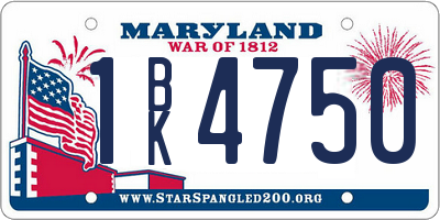 MD license plate 1BK4750
