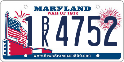 MD license plate 1BK4752