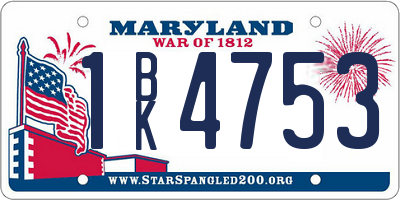 MD license plate 1BK4753