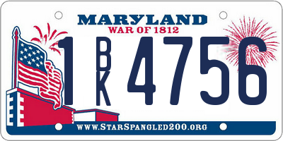 MD license plate 1BK4756