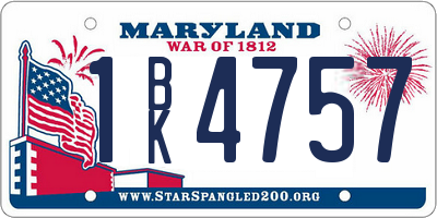 MD license plate 1BK4757