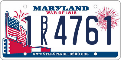 MD license plate 1BK4761