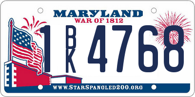 MD license plate 1BK4768