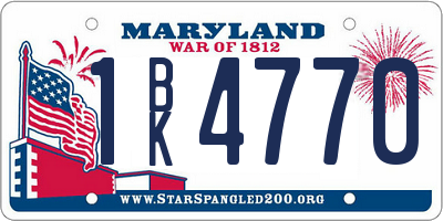 MD license plate 1BK4770