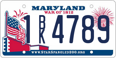 MD license plate 1BK4789