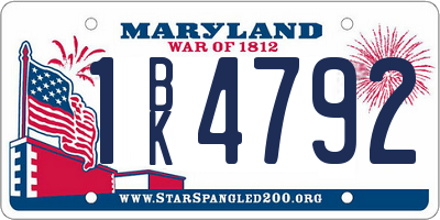 MD license plate 1BK4792