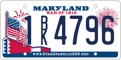 MD license plate 1BK4796