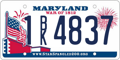 MD license plate 1BK4837