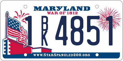 MD license plate 1BK4851