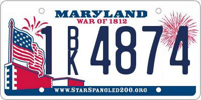 MD license plate 1BK4874