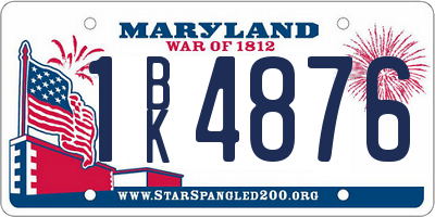 MD license plate 1BK4876