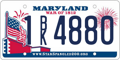 MD license plate 1BK4880