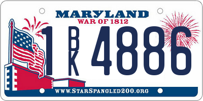 MD license plate 1BK4886